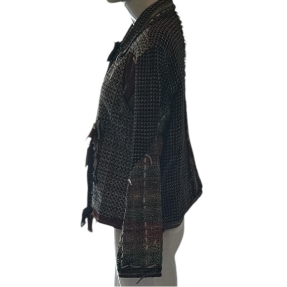 Yak Magik Art To Wear Black Multi Mixed Media Open Blazer Size Medium - Picture 3 of 15